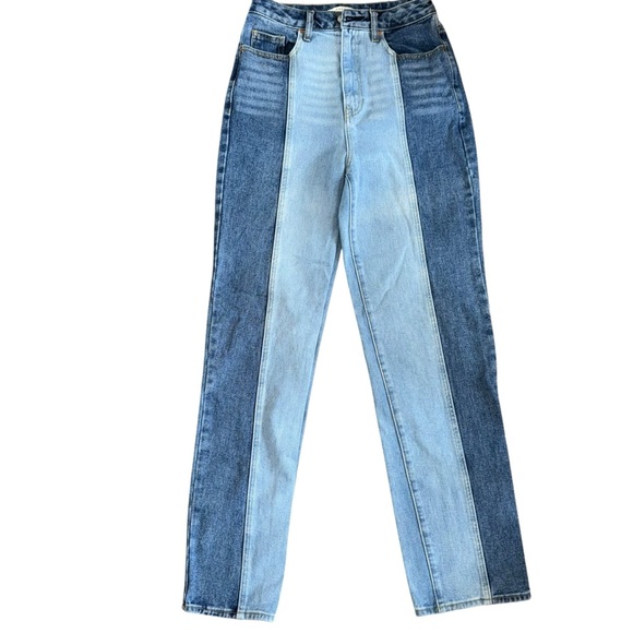 PacSun Denim - PacSun Women’s Two Tone Patchwork Jeans Size 27 High Rise Straight Leg
